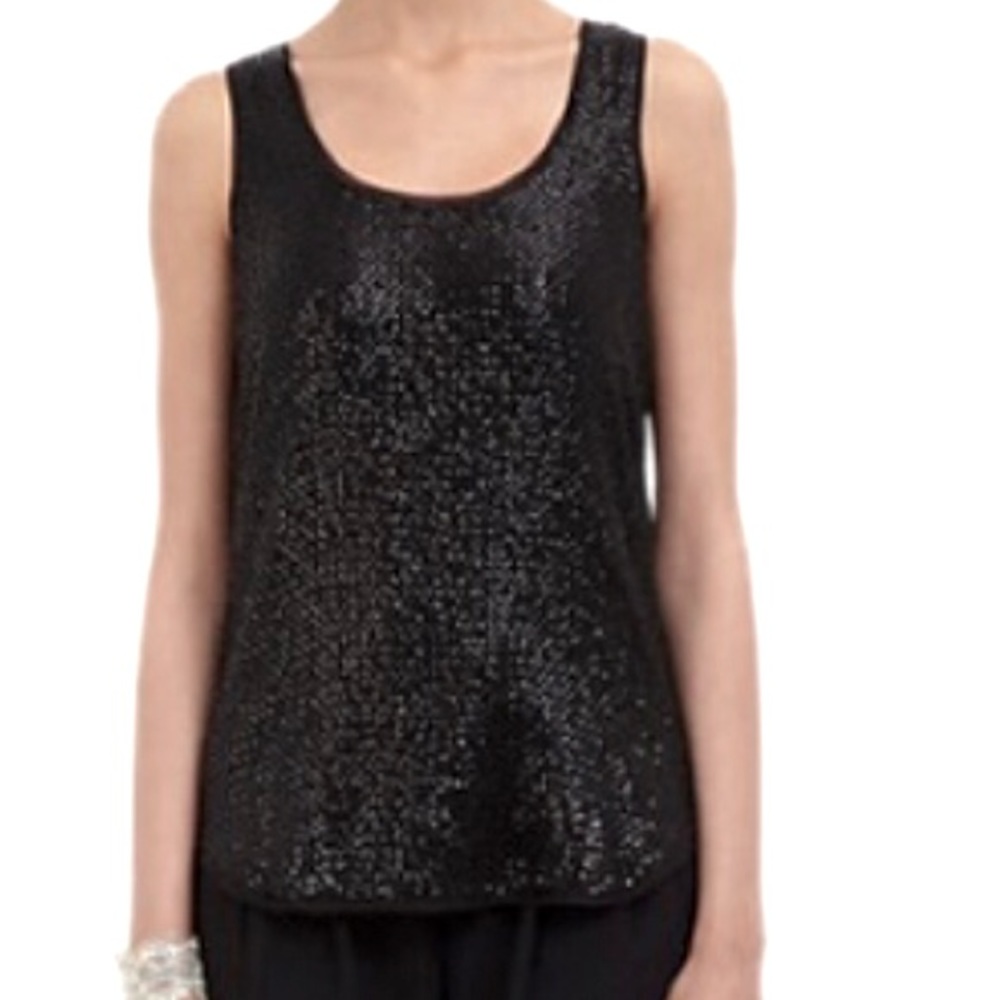 Sexy DVF Racerback Sequin Bead chiffon tank NEW